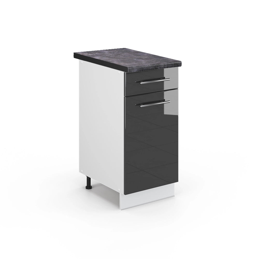 Mobiletto base per cucina Fame-Line Antracite lucido/Bianco 40 cm, PL Antracite Vicco