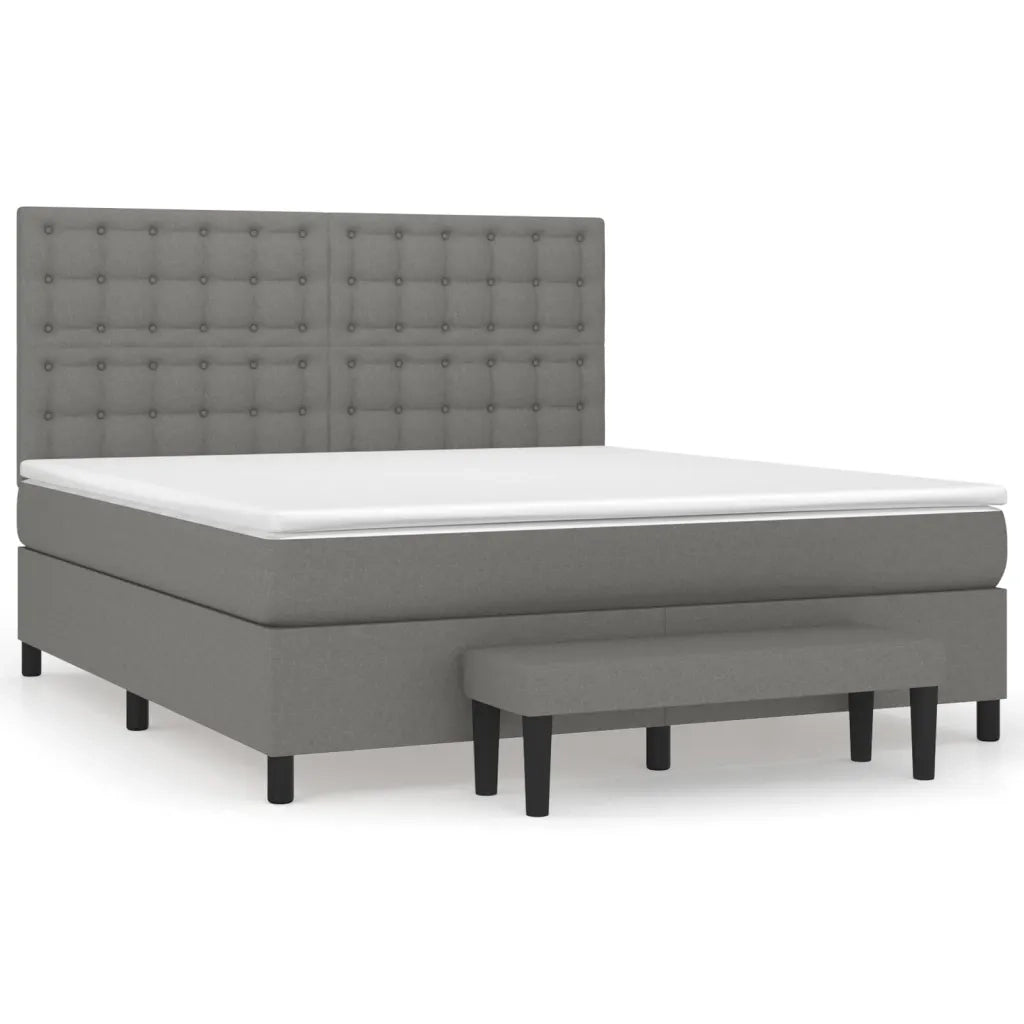 Giroletto a Molle con Materasso Grigio Scuro 160x200 cm Tessuto 3136926