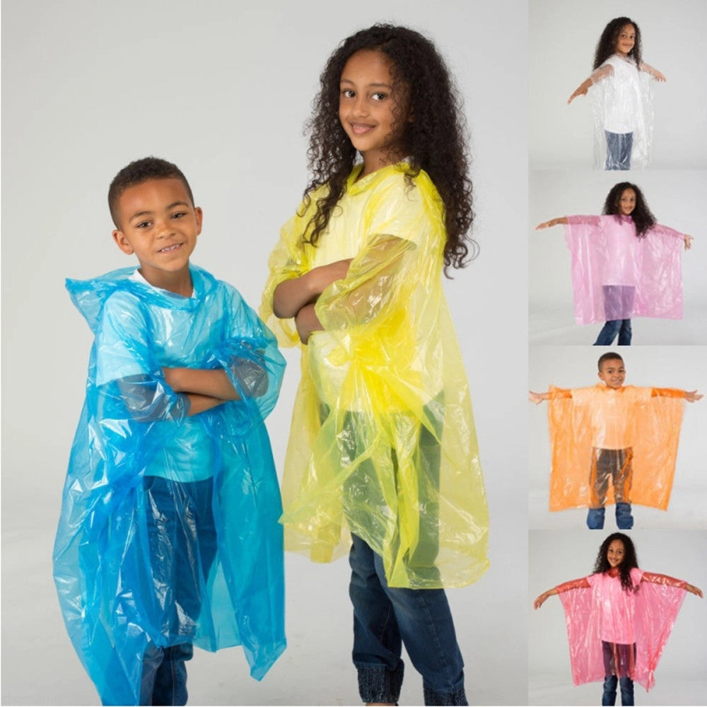 Trade Shop - Poncho Mantella Impermeabile Con Cappuccio Pioggia Bambini Bambina Bimbo Ragazzo -