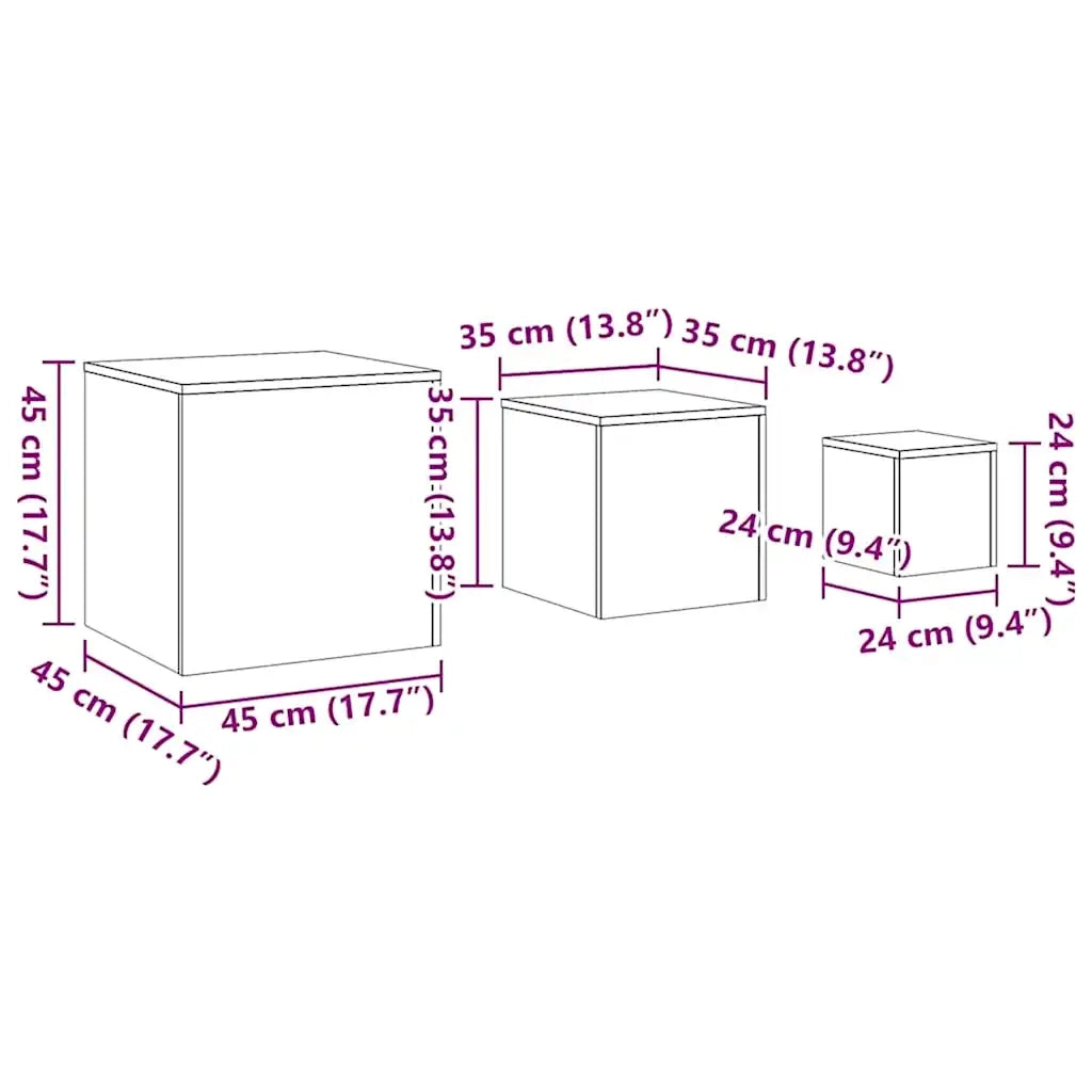Credenze 3 pz Rovere Fumo in Legno Multistrato 815987