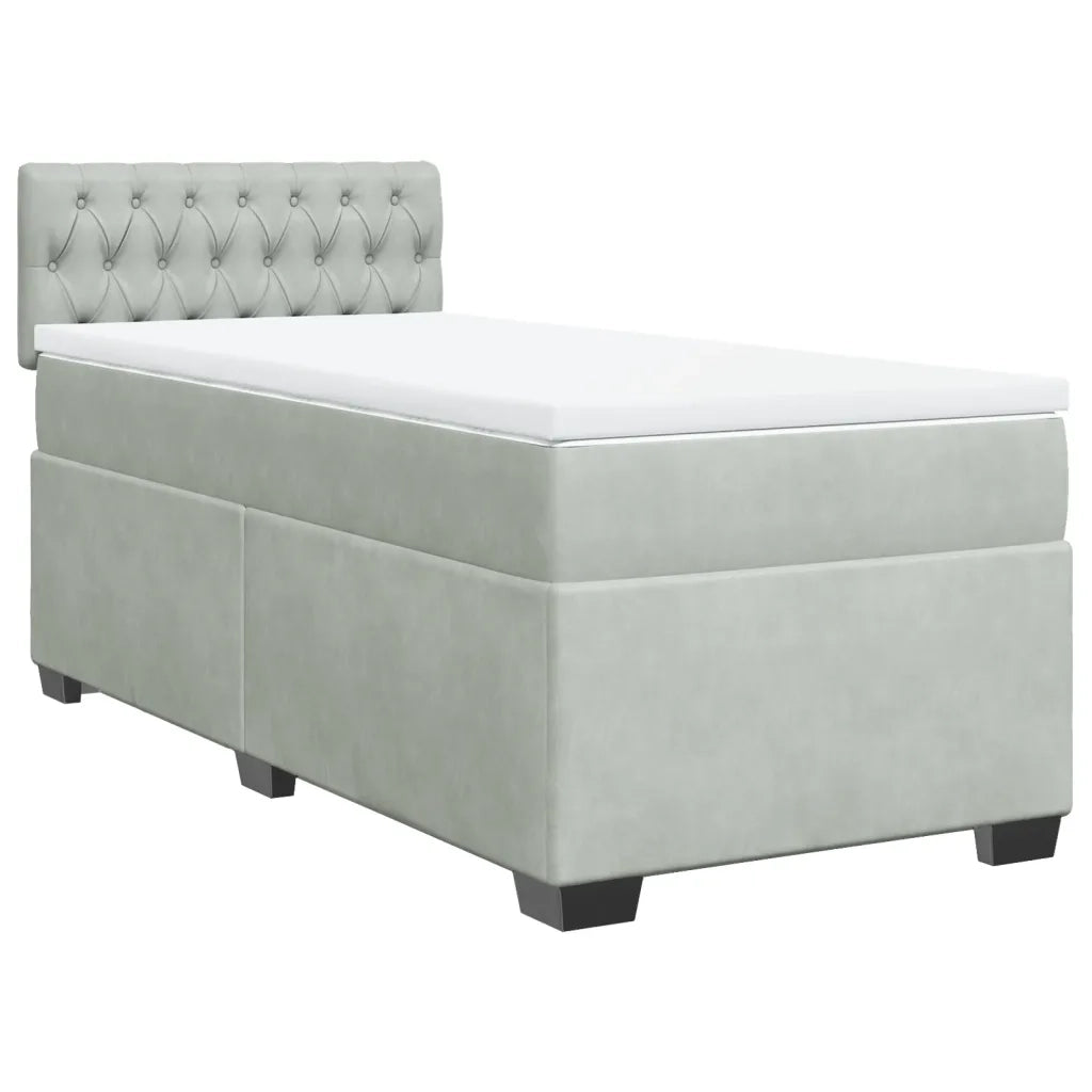 Giroletto a Molle con Materasso Grigio Chiaro 80x200 cm Velluto
