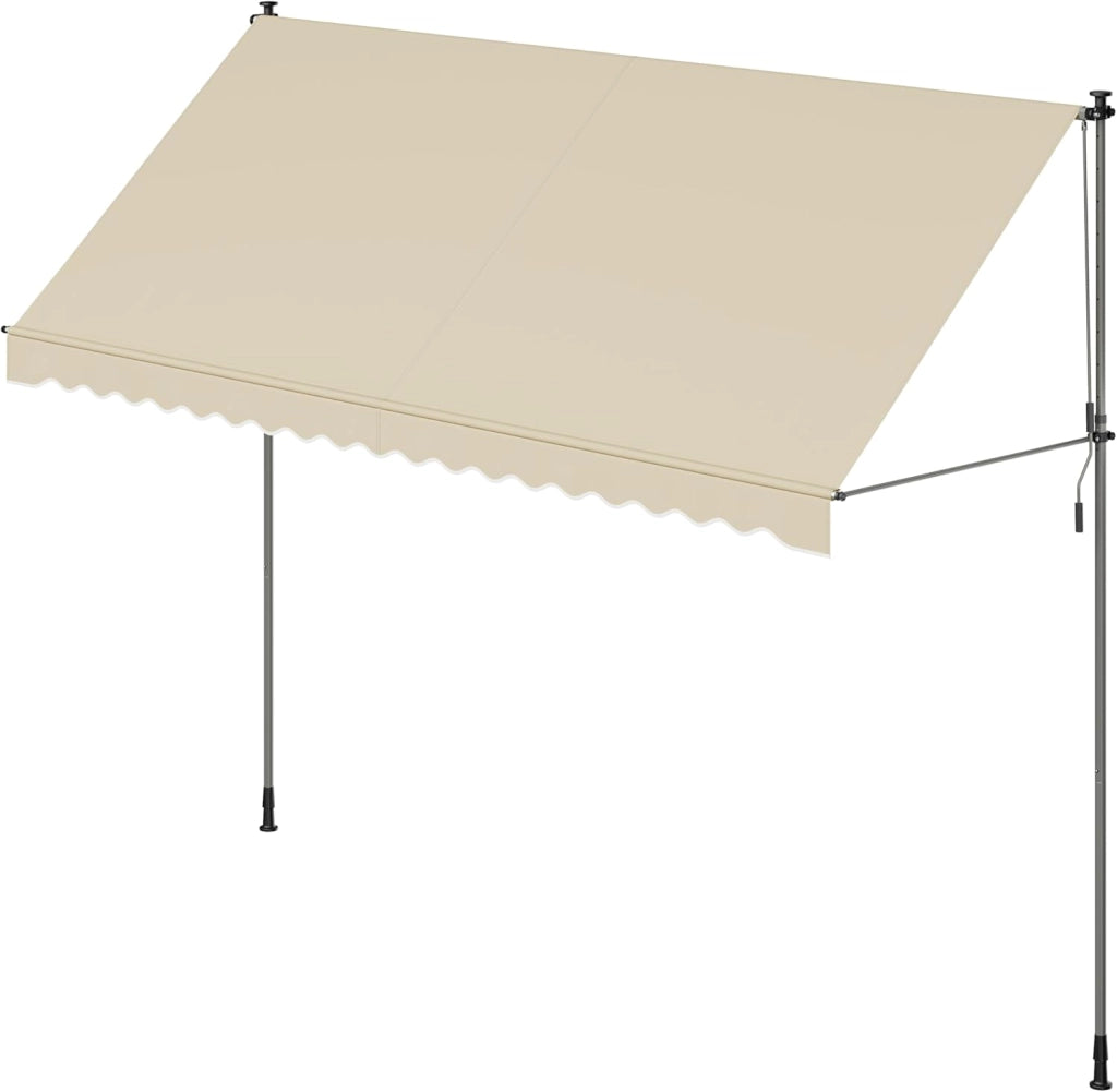 SONGMICS Tenda da Sole Avvolgibile, Tendalino Parasole Retrattile Manuale, Regolabile in Altezza con Manovella per Balcone Giardino Patio, 400 x 120 cm, Beige GSA402M01