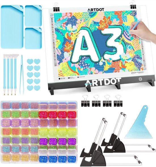 Tavolo di illuminazione A3 per accessori di pittura al diamante 5D, illuminazione regolabile per pannelli di illuminazione per adulti