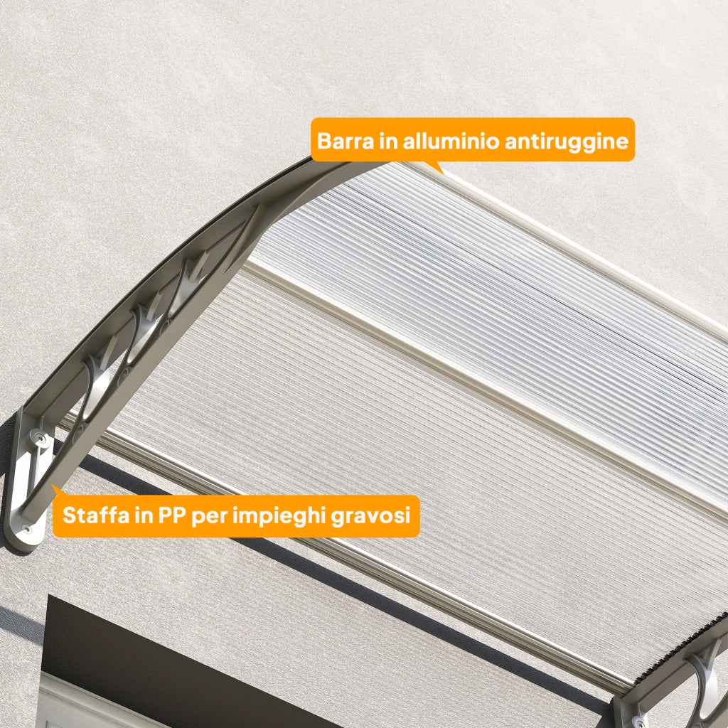 Tettoia da Esterno in Policarbonato Anti-UV ¨C zephmum ¨C Grigio 100x80 cm