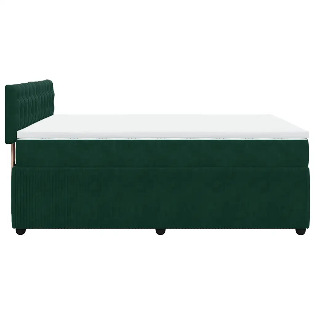 Giroletto a Molle con Materasso Verde Scuro 140x190 cm Velluto 3290043