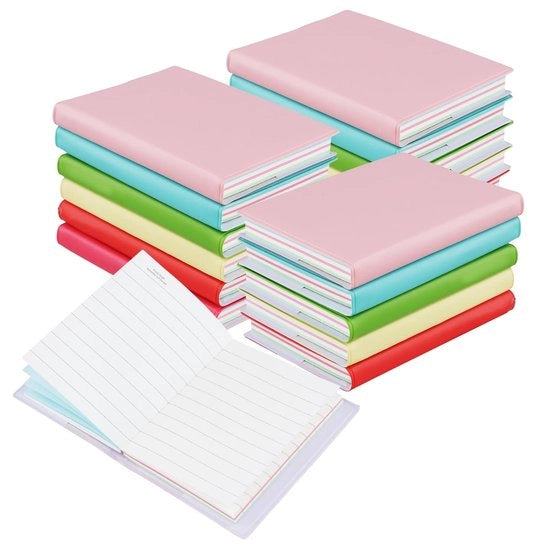 Agenda Mini 18 Unità - Libretto Portatile - Copertina in Imitazione Pelle - 8 x 10 cm - 100 Fogli - Colori Vivaci - Blocco Note