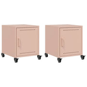 Set di 2 Comodini | Armadio da Notte | Mobiletto da notte Rosa 36x39x43,5 cm in Acciaio