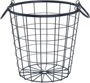 Draadmand metallico nero con 2 maniglie - 35 cm - contenitore decorativo a design rotondo con rete