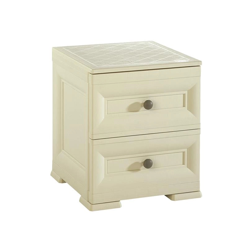 COMODINO 2 CASSETTI ANGORA 40X43X46 CM – COMODINO MODERNO SALVASPAZIO PER CAMERA DA LETTO E ZONA LIVING