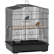 Gabbia per Uccelli 46.5x36x59 cm ¨C zephmum ¨C Nero Acciaio con 2 Mangiatoie