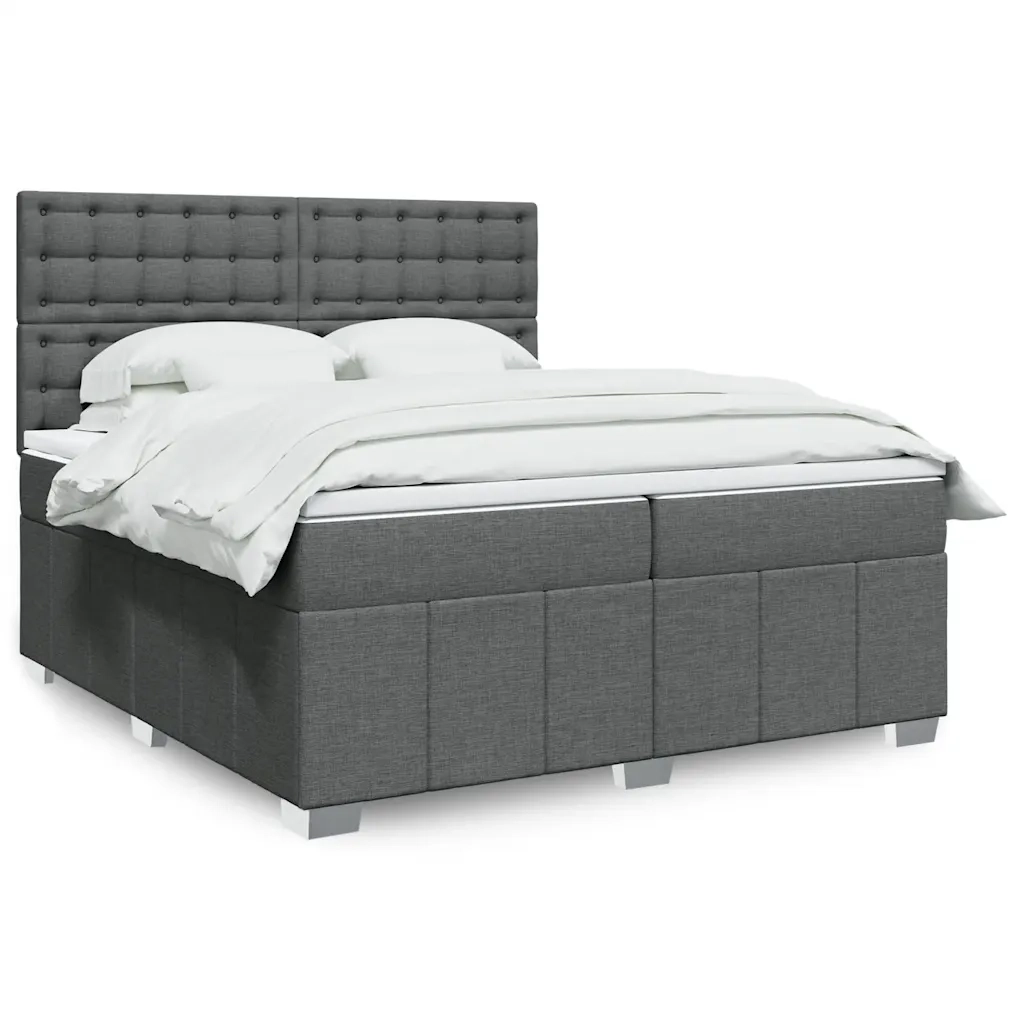 Giroletto a Molle con Materasso Grigio Scuro 200x200 cm Tessuto 3294090