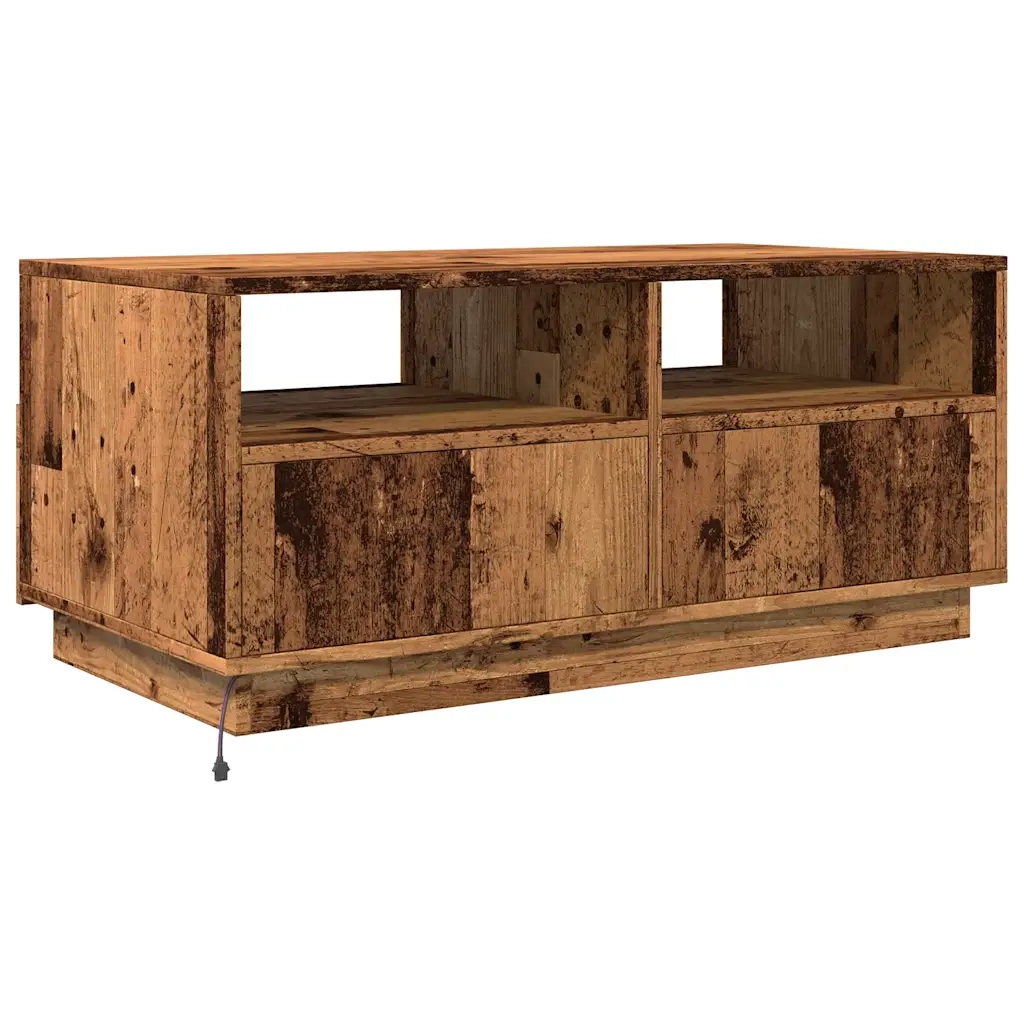 Tavolino da Salotto con Luci LED Legno Antico 90x49x40 cm 857710