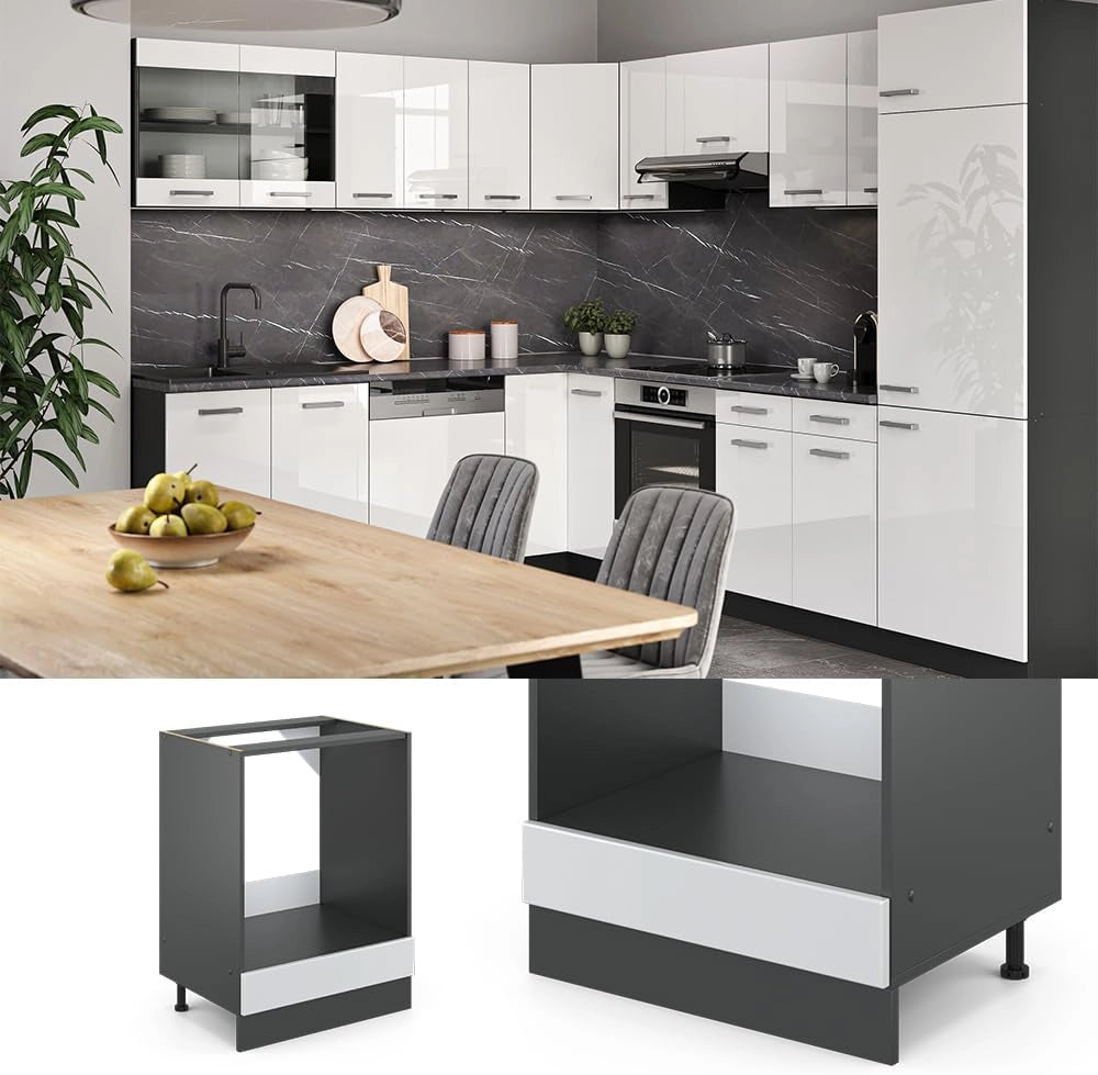 Mobile per forno da incasso R-Line, Bianco lucido, 60 cm senza piano di lavoro, per la libera combinazione all'interno di sistemi cucina modulari