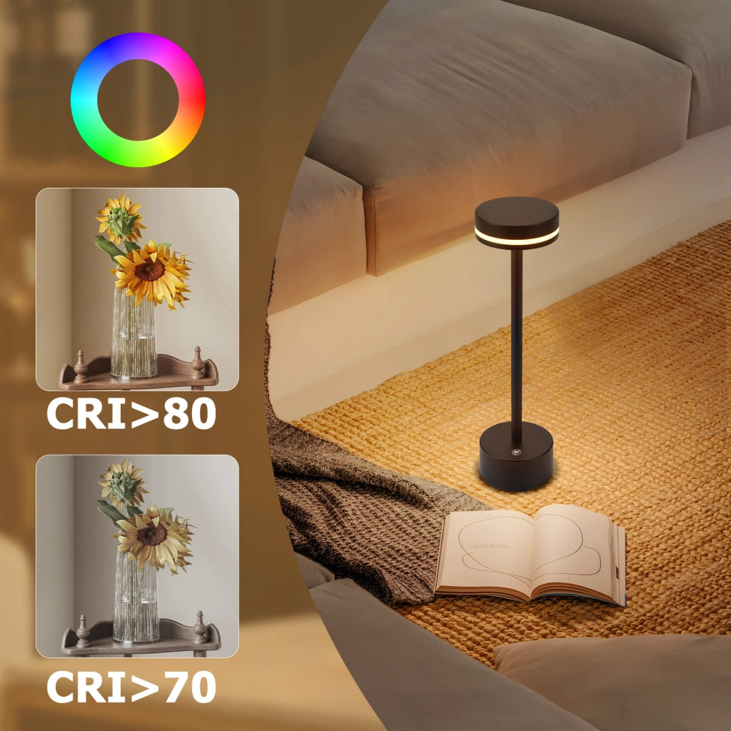 ZMH Lampada da tavolo LED nera set 2 pezzi H32cm per comodino camera letto