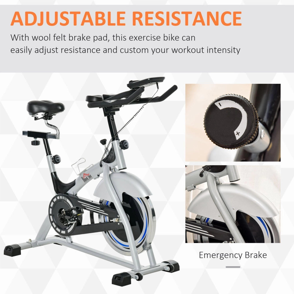 Cyclette con Trasmissione Cinghia in Acciaio e ABS Argento e Nero