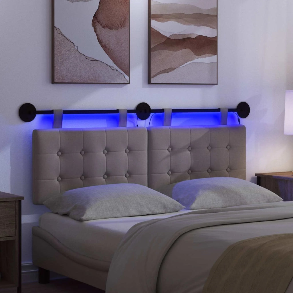 Testiera sospesa Con luce LED Tortora Tessuto 3424435