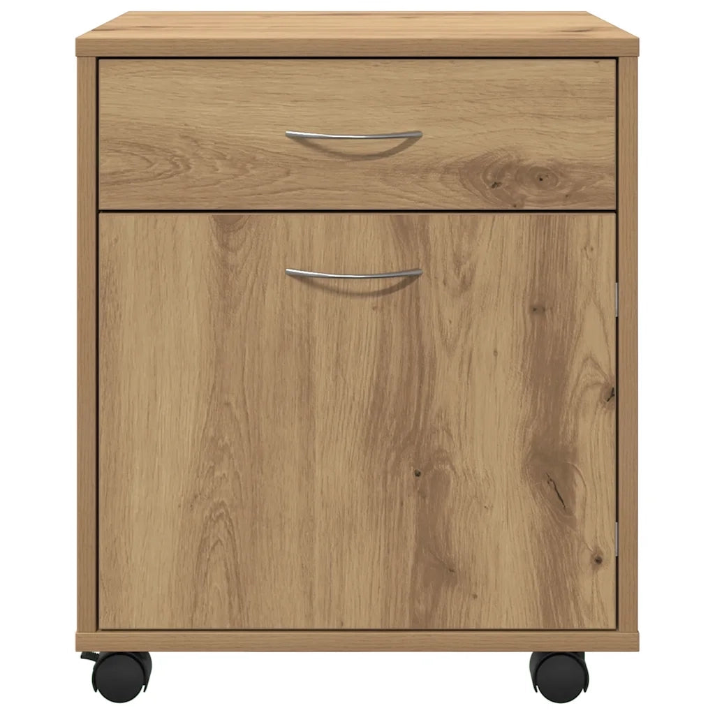 Armadietto con Ruote Rovere Artigianale 45x38x54 cm Truciolato 856655
