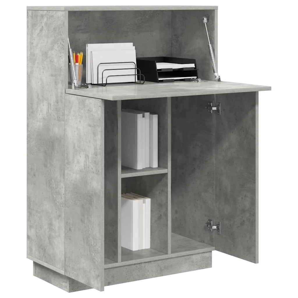 Scrivania con lo scaffale Grigio cemento 71,5 x 31,5 x 106,5 cm 869485