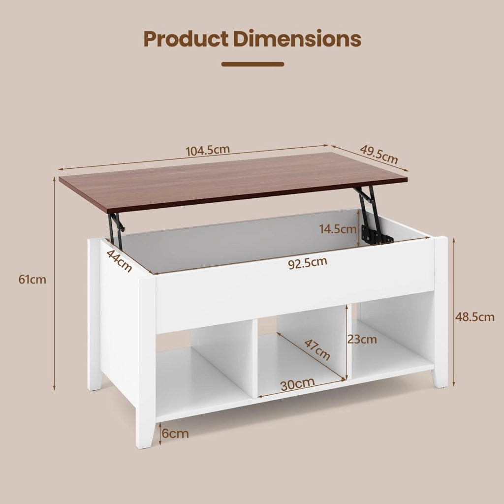 Tavolino da Caffè Sollevabile, a 2 Strati, con Rialzo, Contenitore, Portaoggetti Spazioso, Portata di 50 kg, Tavolo Moderno da Divano Salotto, 104,5x49x46,5-62,5 cm, 4 Colori Disponibili