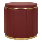 Pouf London in ecopelle rossa con dettagli oro