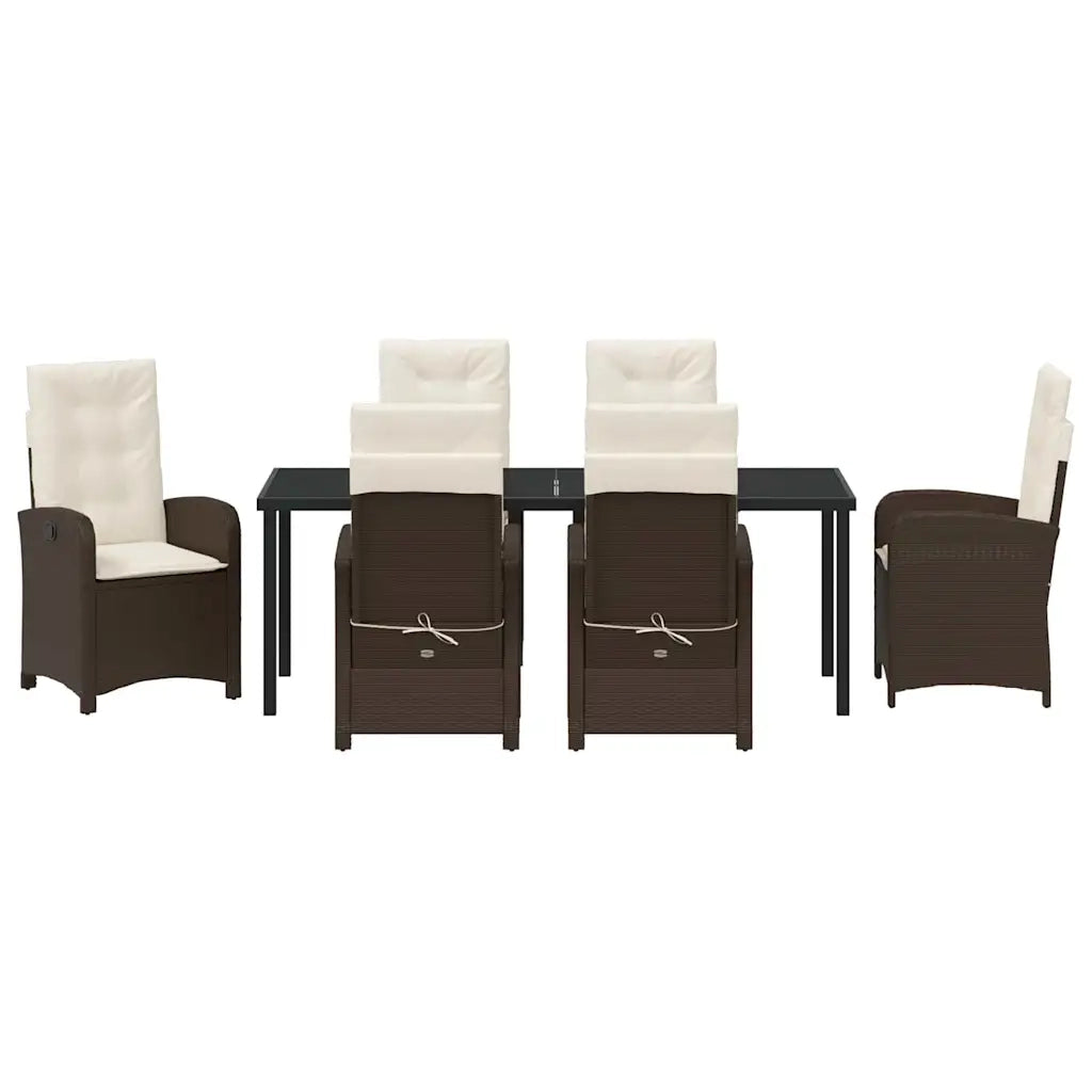 Set da Pranzo per Giardino con cuscino 7 pcs Marrone polyrattan 3380272