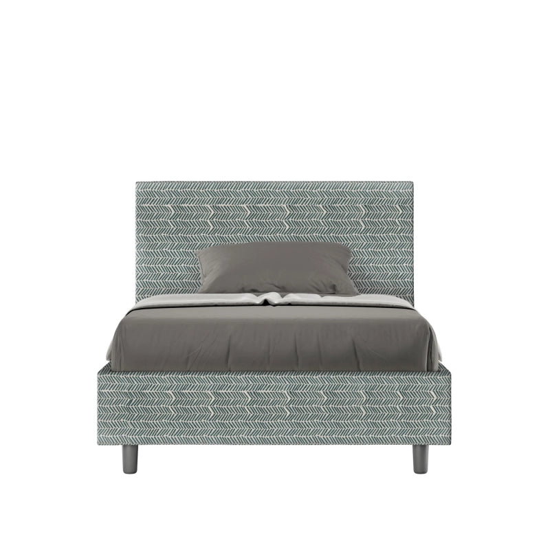 Letto imbottito 1 piazza e mezza 120x210 cm tessuto Aragona Adele - Senza rete,Azzurro