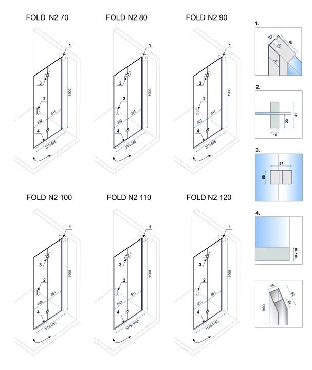 Cabina Doccia Pieghevole Rea Fold N2 Modulare 100x110