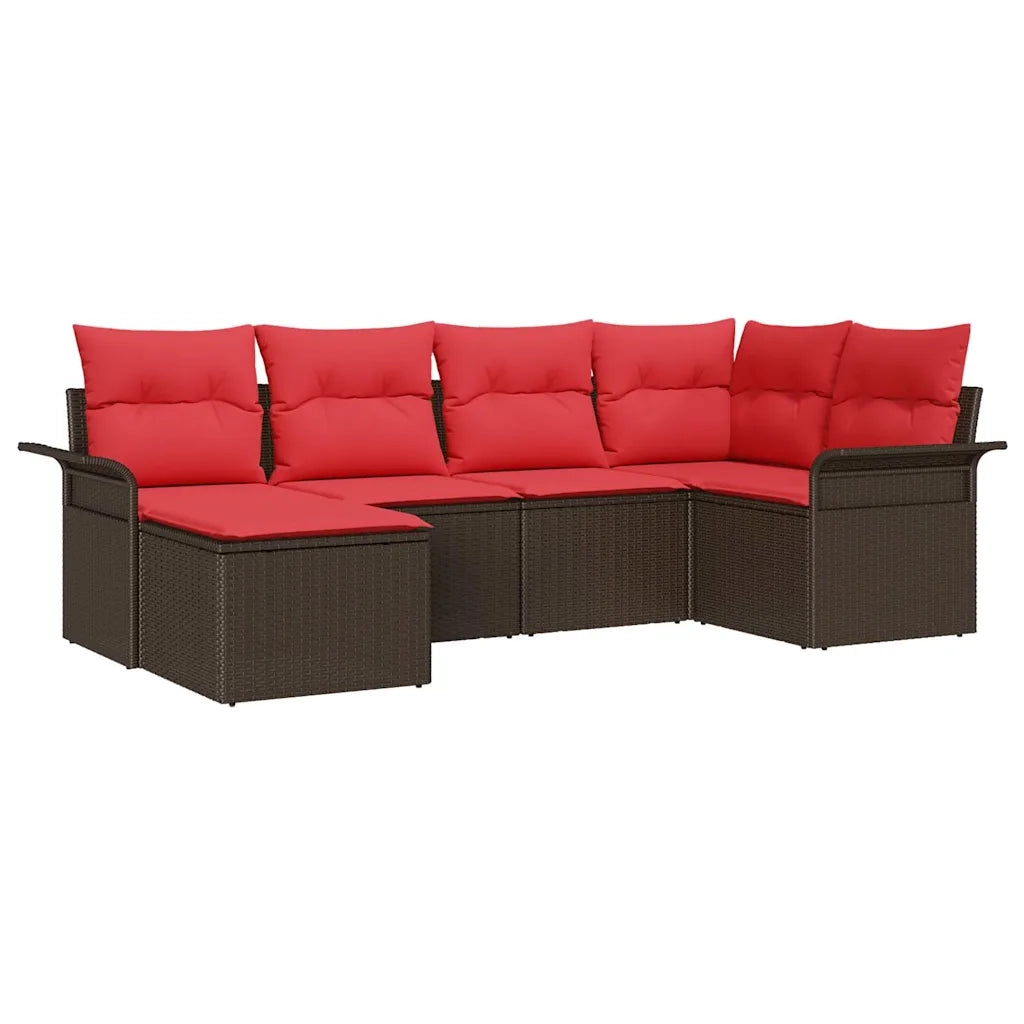 Set Divano da Giardino 6 pcs Marrone polyrattan