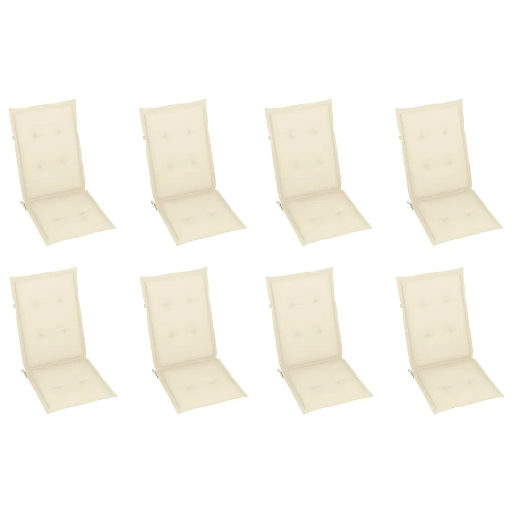 Sedie Reclinabili da Giardino con Cuscini 8 pz Massello di Teak 3072543