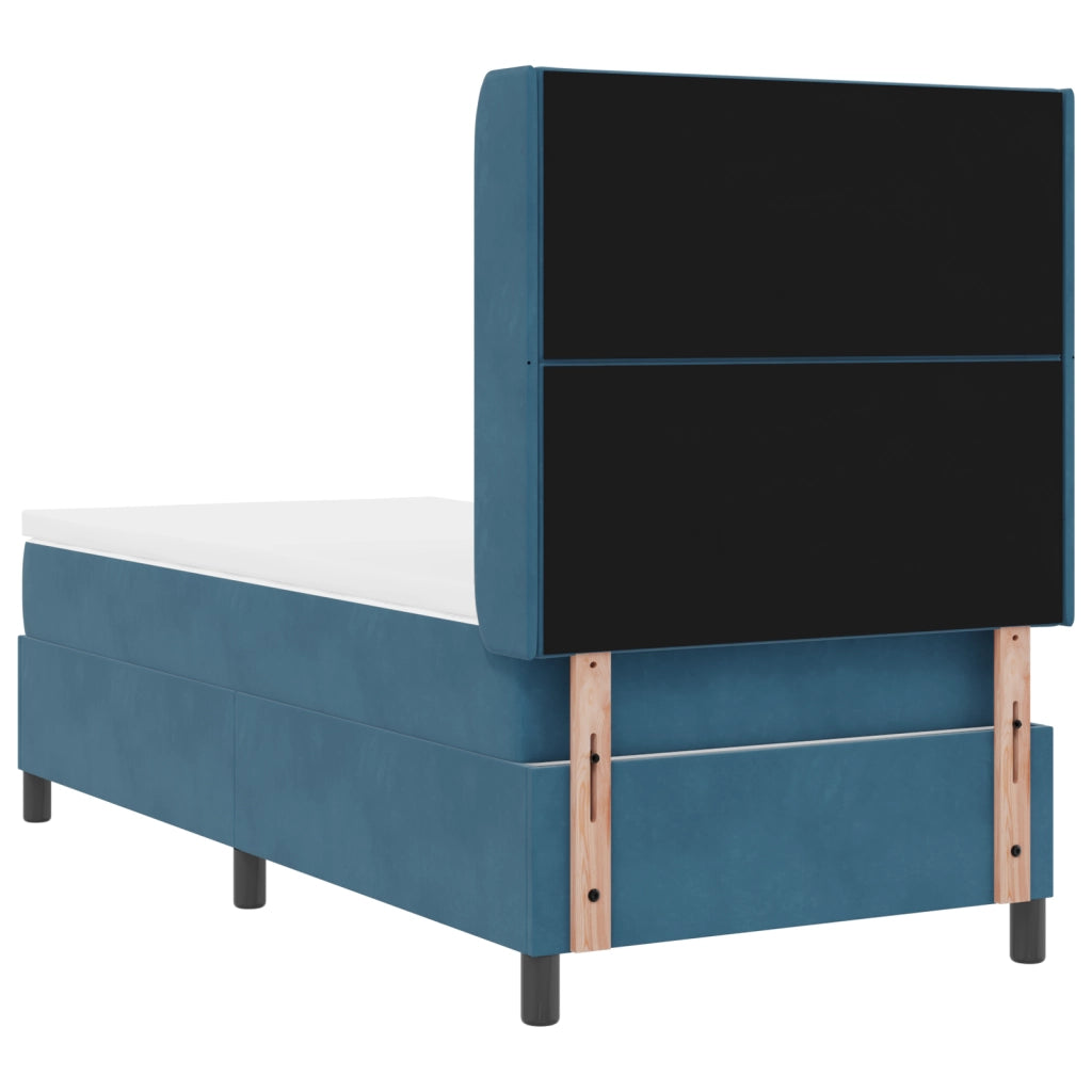 Letto a funi con Materasso e LED Blu Scuro 90x200 cm Velluto