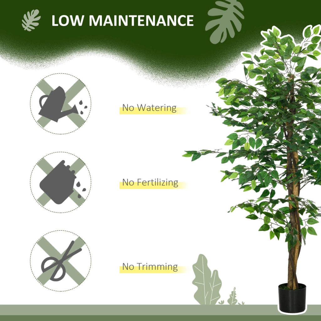 Pianta Artificiale di Ficus da Interno e Esterno H150 cm con Vaso Verde