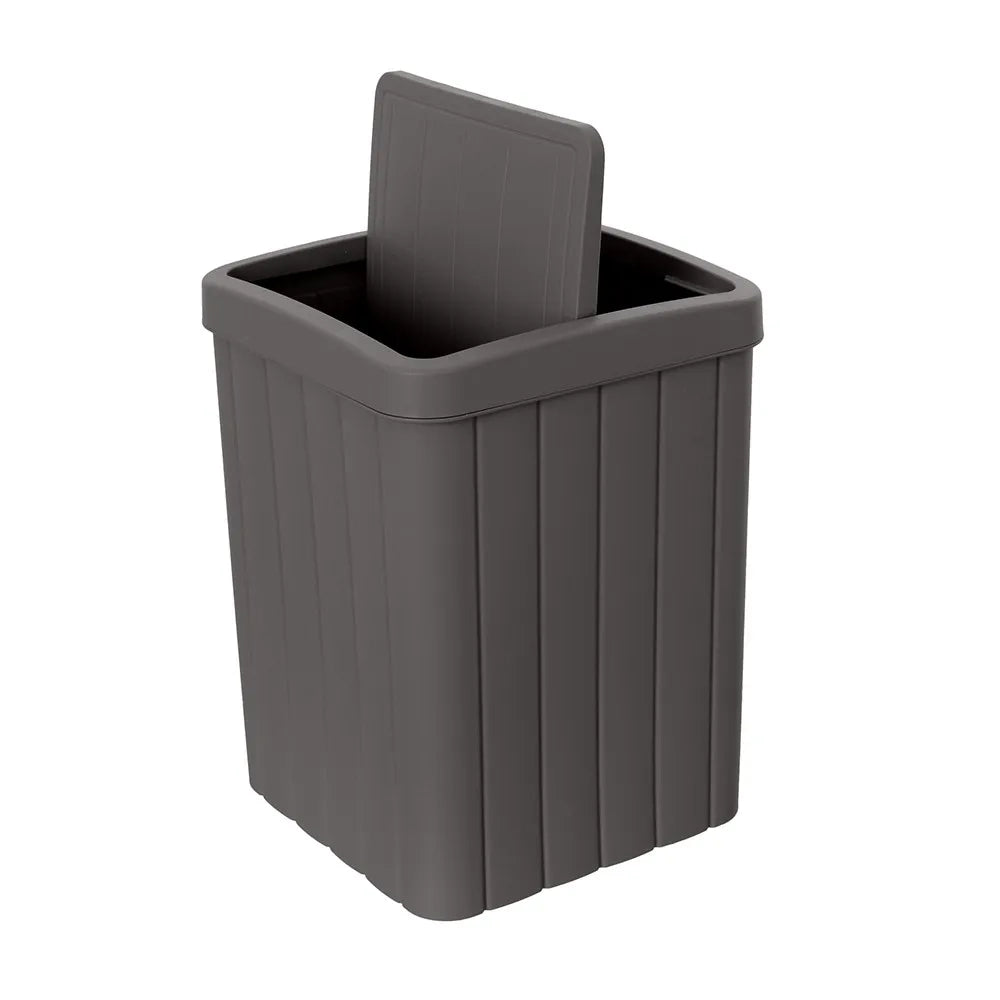 Pattumiera bagno antracite in plastica 10 lt con coperchio basculante Buzz