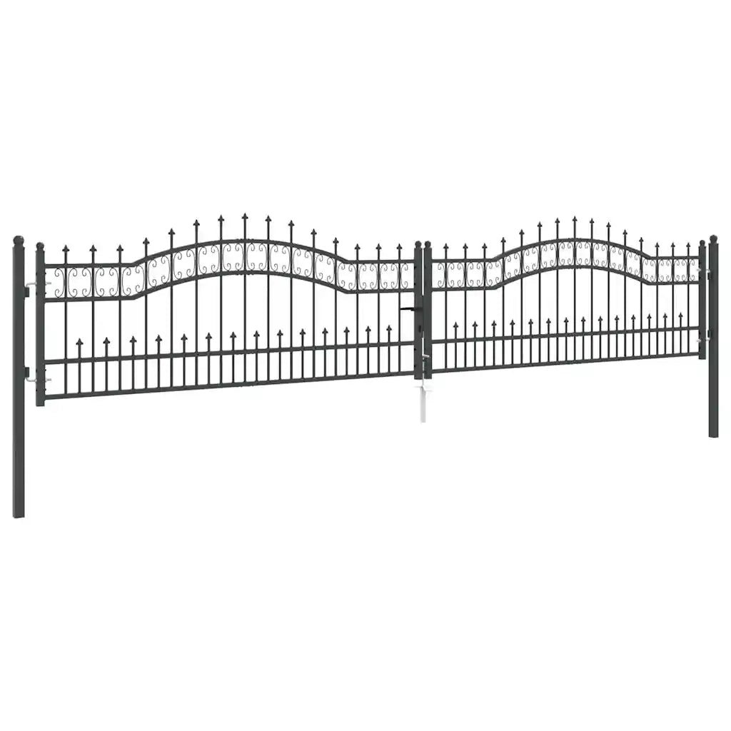 Cancello con Punta a Lancia KAMPEN 404 x 75 cm Acciaio Grigio