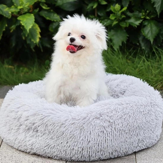 Letto per cani morbido e confortevole - letto per gatti facile da pulire - antiscivolo e flessibile - letto per animali a forma rotonda - 40 cm - grigio chiaro