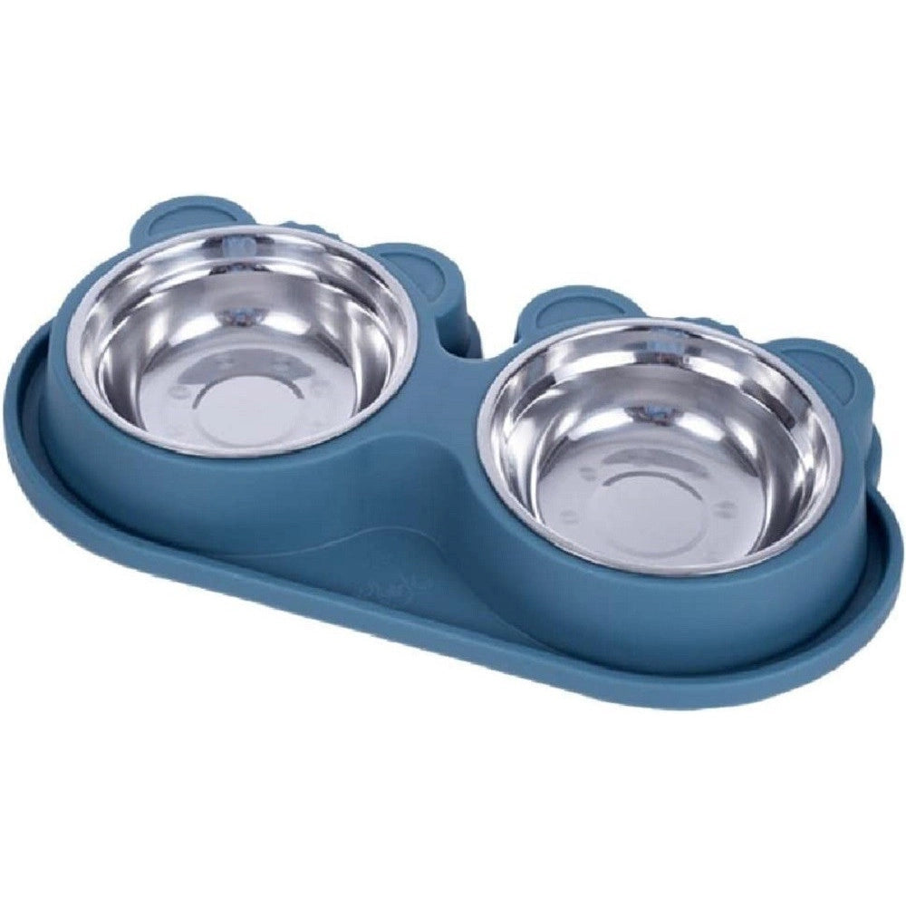 Trade Shop - Ciotola Alimentare Acciaio Anti Perdita Fontana Acqua Dispenser Cibo Cani Gatti -