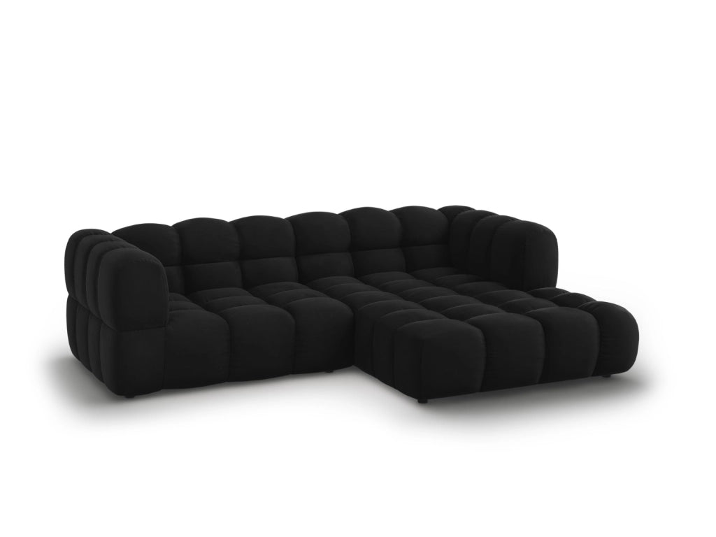 Cosmopolitan Design - Divano angolare modulare destro "Sky" 3 posti in velluto nero 