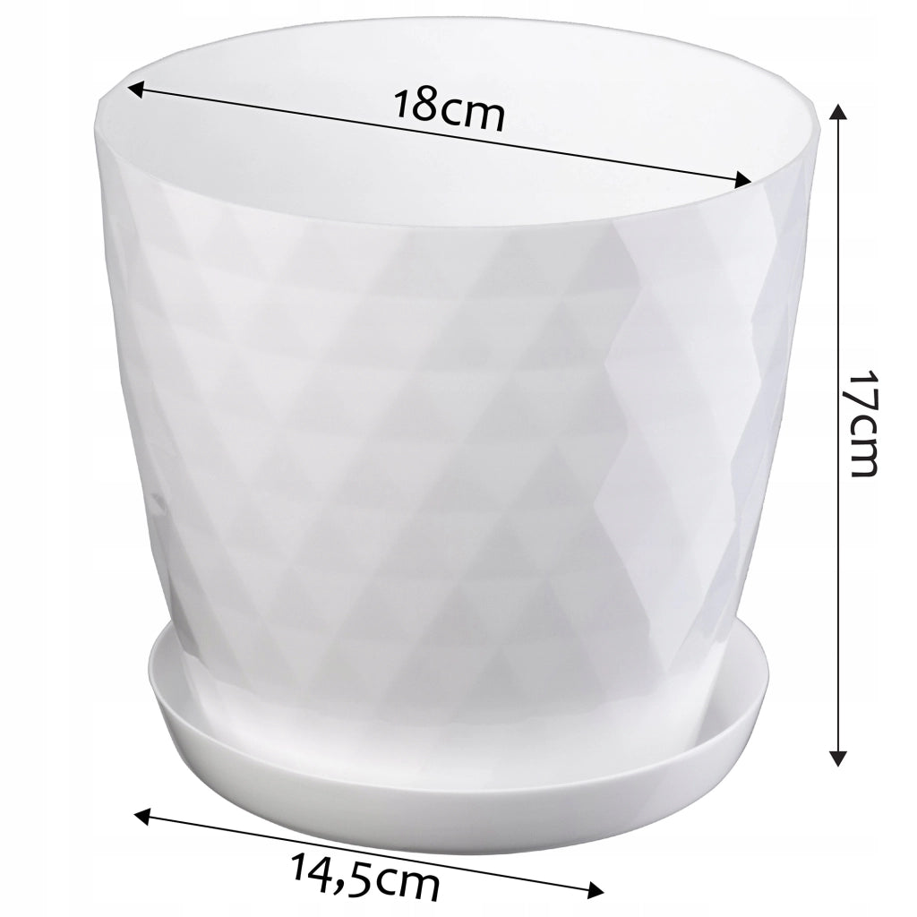 Vaso da fiori in plastica KADAX con supporto e coperchio, 18 cm, bianco.
