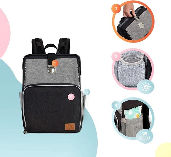 Borsa per bambini con capacità di stoccaggio elevata, zaino a spalla per cambiamenti di pannolino
