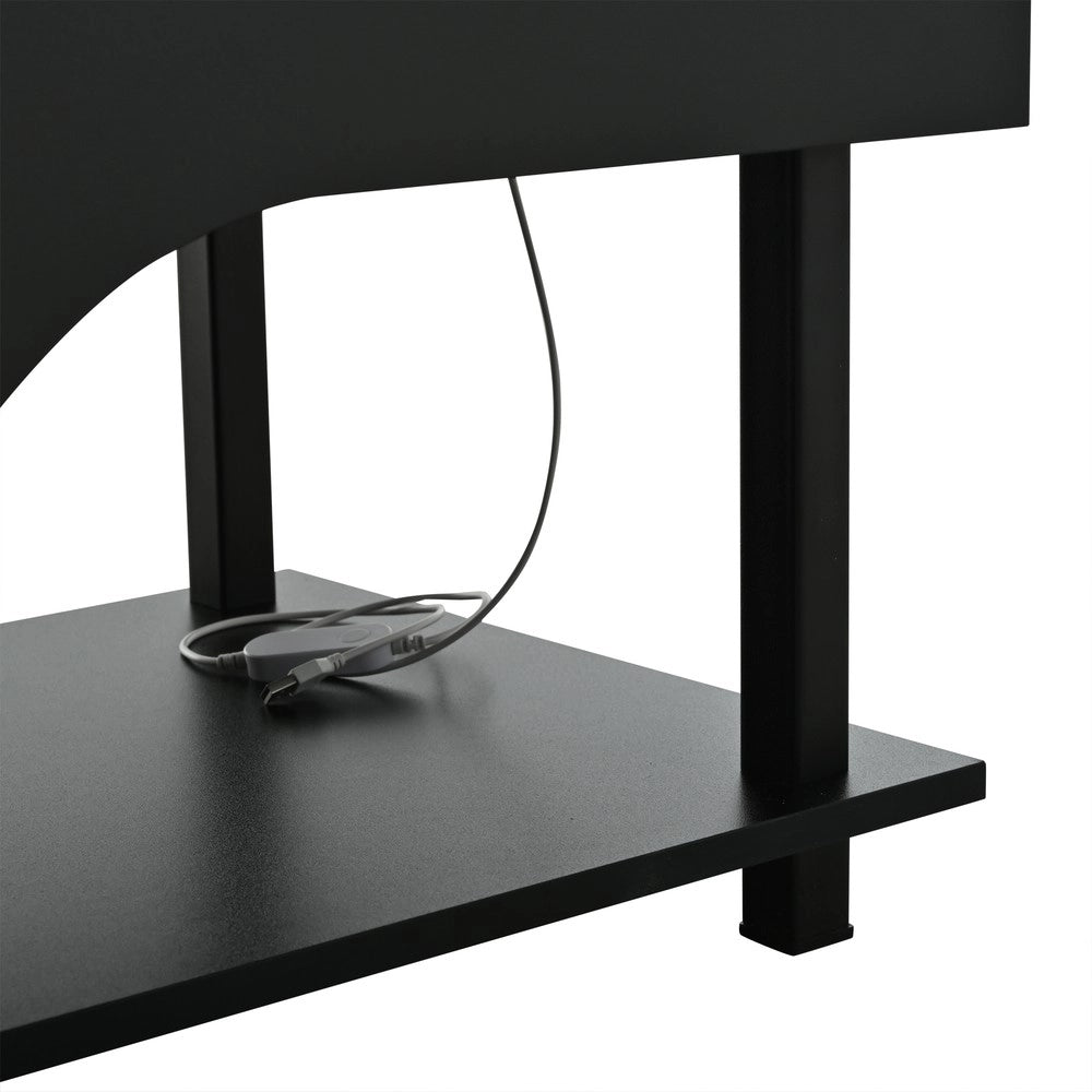 Tavolino da Salotto con LED e Vano Contenitore ¨C Xylo ¨C Nero Lucido 50x100x46