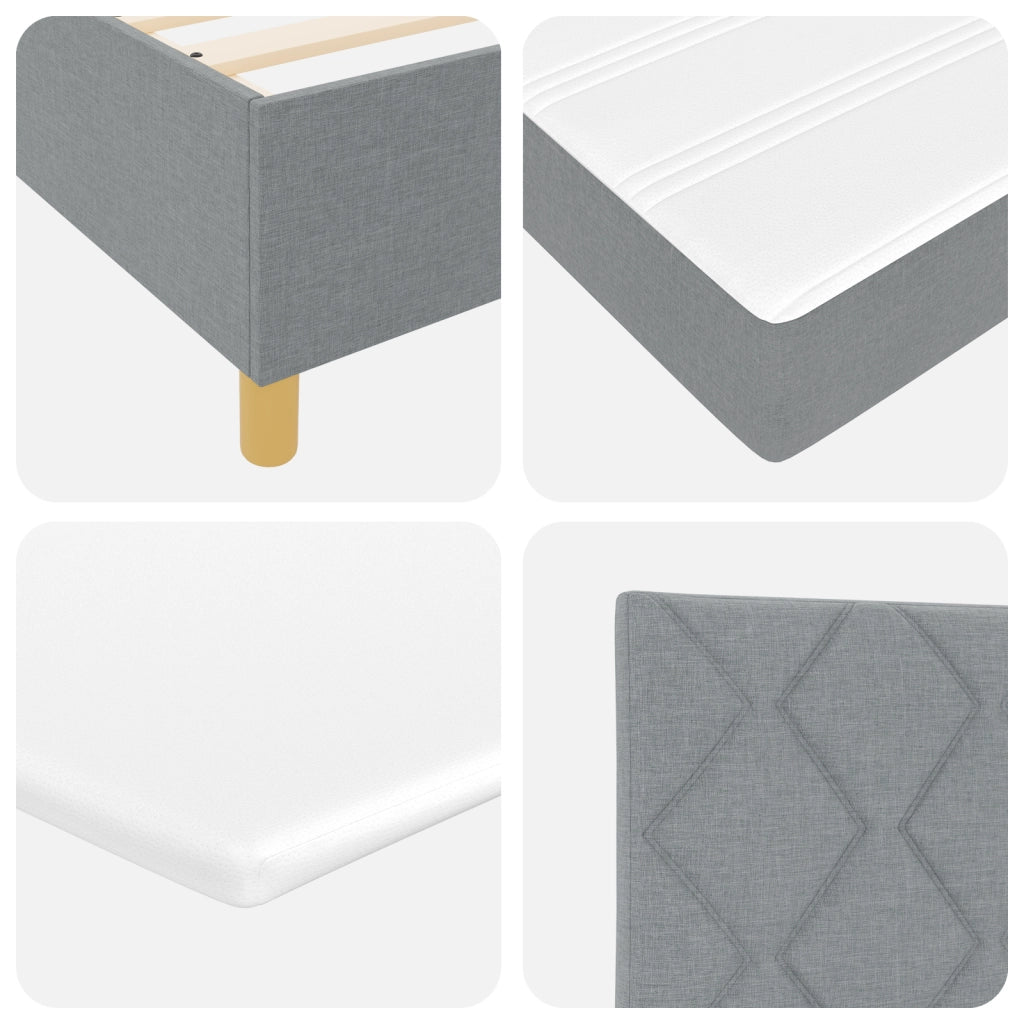 Letto con Rete A Molla e Materasso & Luce LED Grigio Chiaro 80x200 cm Tessuto