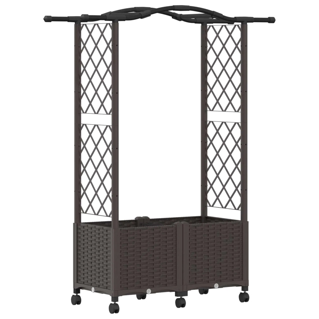 Letto Rialzato con Griglia e Tetto Marrone 125 x 40 x 144 cm PP 3423013