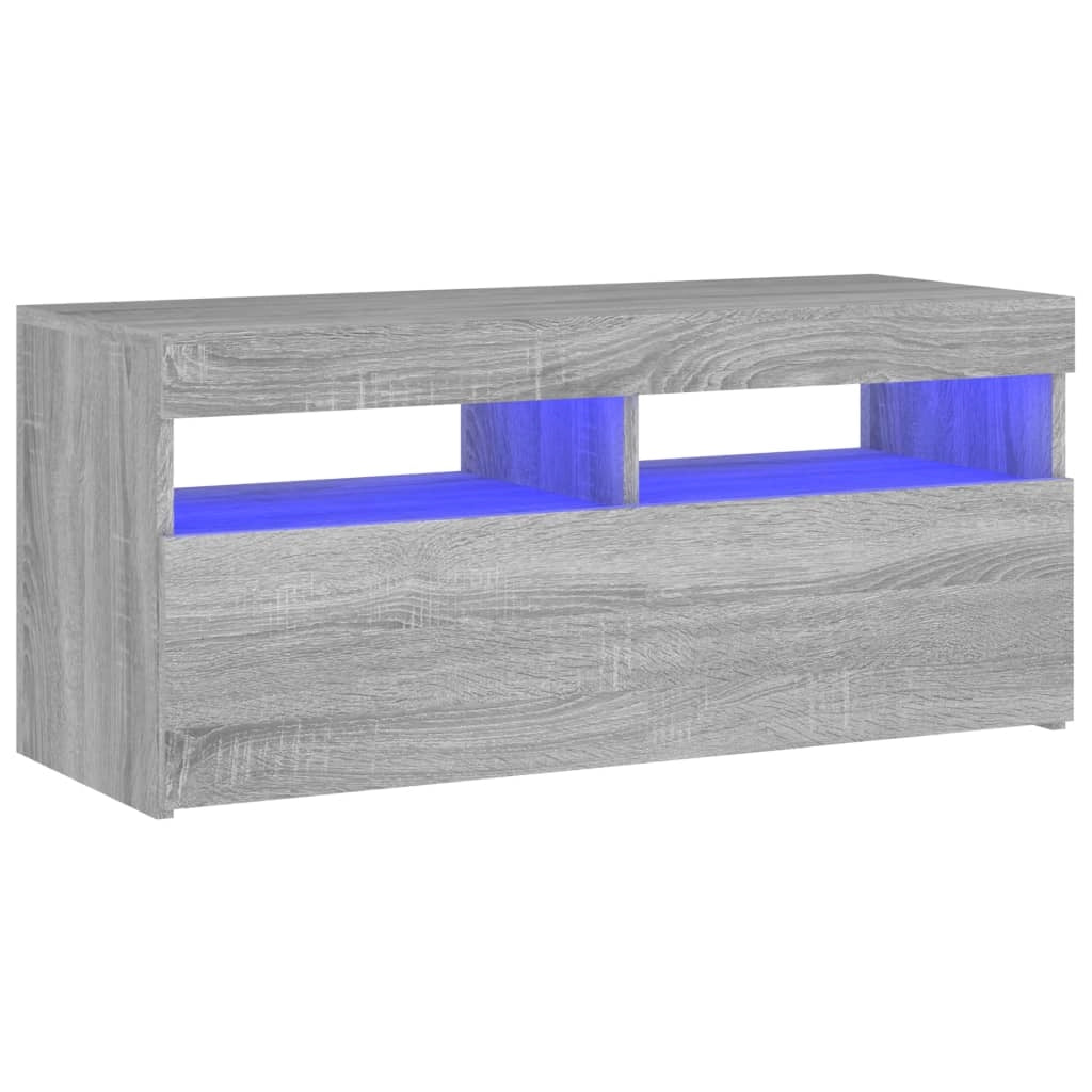 Mobile TV multimediale mensola TV credenza mobile TV sala da pranzo soggiorno camera da letto con luci LED Sonoma 90 x 35 x 40 cm grigio 02_0026831