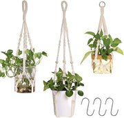 Macramé hanger per piante, hanger per piante per interni ed esterni, balcone, decorazione giardino, set di 3 lampadari in seta