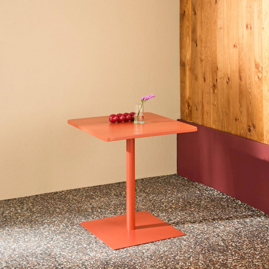 Tavolo da giardino quadrato in acciaio, 70cm, terracotta