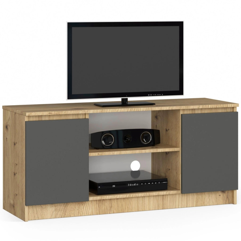Mobile TV AKORD Quercia Artisan 120 cm 2 ante inserto frontale Grigio Grafite 120x40x55 cm