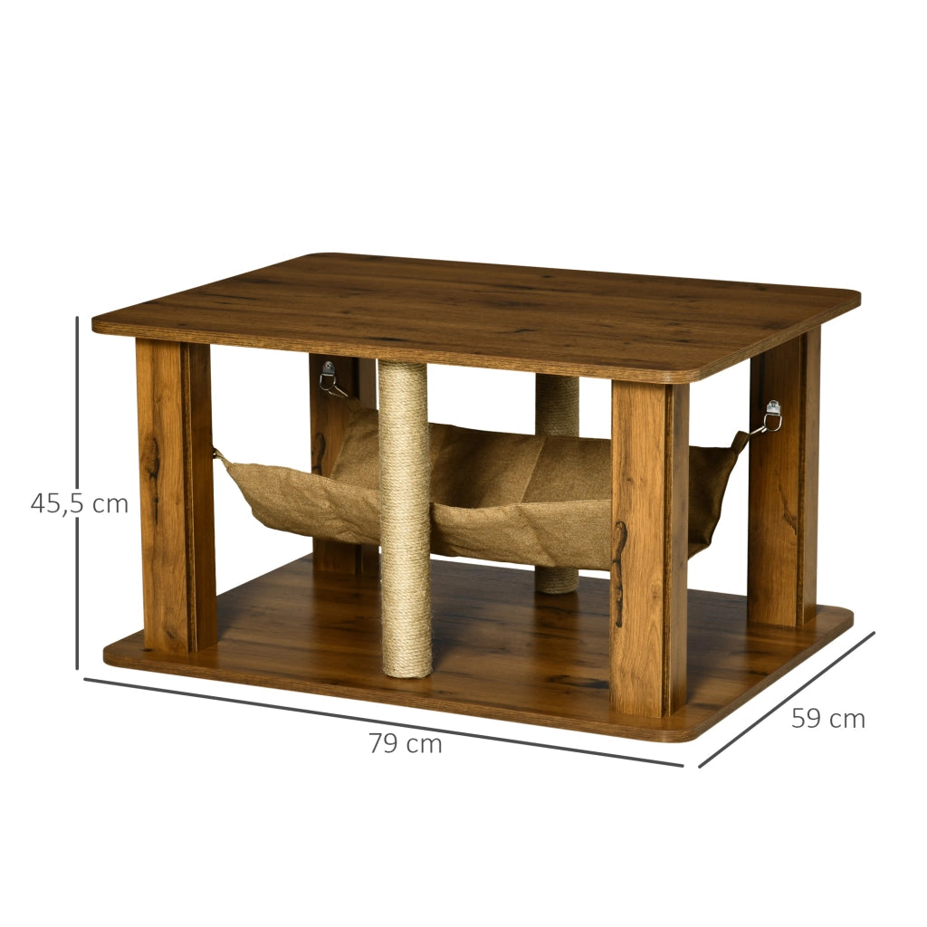 Tavolino per Gatti con 2 Posti Graffi e Ripiano ¨C Zephmum ¨C 79x59x45,5 cm Marrone