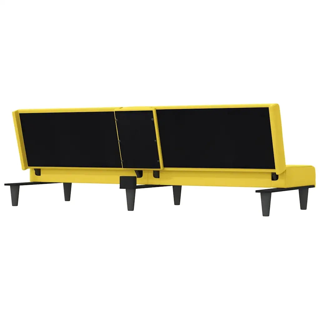 Divano Letto con Portabicchieri in Tessuto Giallo Chiaro 351867