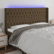 Testiera a LED Marrone Scuro 203x16x118/128 cm in Tessuto 3124409