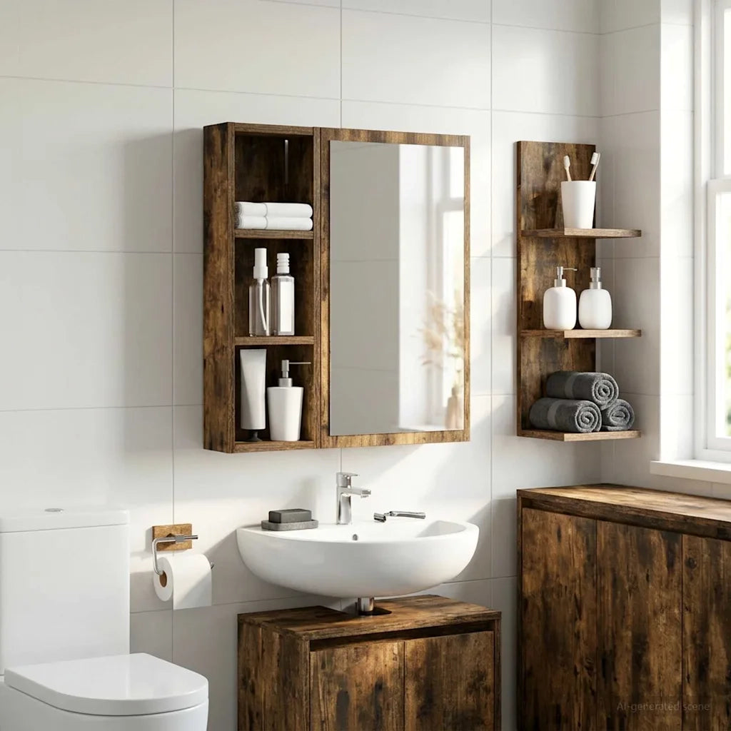 Armadio da bagno a muro Quercia Affumicata 20 x 10 x 60,5 cm 889291