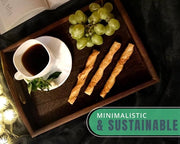 Set di 3 piatti da tavola in legno rustico con manico - Grande, Medio e Piccolo piatti da tavola nesting - per colazione, tavolo da caffè/Butler piatti da tavola - piatti da tavola multifunzionali per letto - marrone